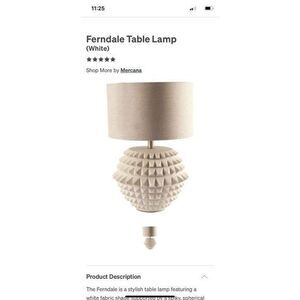 Mercana Ferndale Table Lamp White Item 65524, Discontinued New‎ In Box